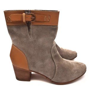 Sebago Nell Taupe & Tan Suede Leather Ankle Boots SZ 7.5